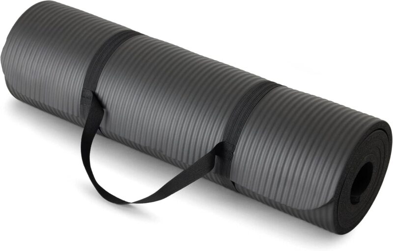 Extra Thick 1/2 Inch Exercise Yoga Mat with Carrying Strap, Cushioned Support for Fitness & Gym Workouts