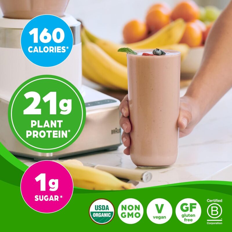 Orgain Organic Vegan Protein + 50 Superfoods Powder, Creamy Chocolate Fudge - 21g Plant Based Protein, 9g Prebiotic Fiber, No Lactose, Gluten Free, No Added Sugar, 2.02 lb (Packaging May Vary) - Image 4