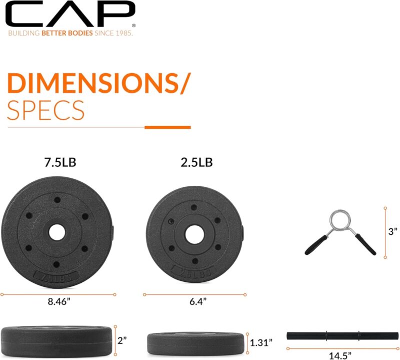 CAP Barbell 40-Pound Adjustable Cement Dumbbell Set – Versatile Vinyl Coated Weights for Home Gym Excellence - Image 3