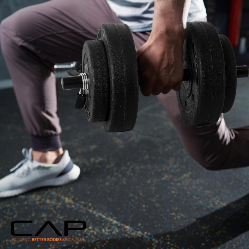 CAP Barbell 40-Pound Adjustable Cement Dumbbell Set – Versatile Vinyl Coated Weights for Home Gym Excellence - Image 4